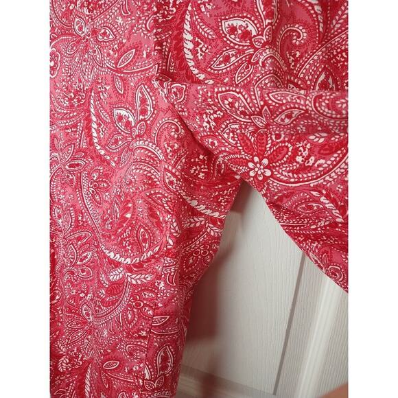 Talbots Woman 8 Pants Cropped Heritage Pink Paisley Side Zip Straight Leg - Picture 4 of 8